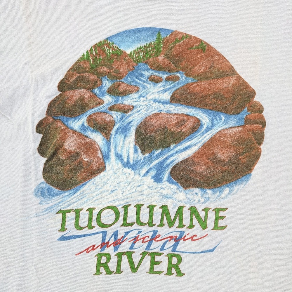 Vintage Tuolumne River T-Shirt XS Grey Single Stitch Graphic Nature Tee USA Made - Picture 2 of 16